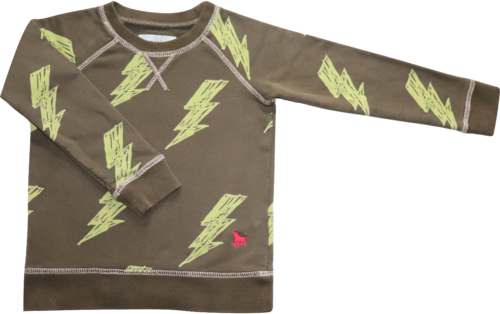 Mini Boden Pullover Sweatshirt Blitze Oliv Größe 98 (2 - 3 Jahre)