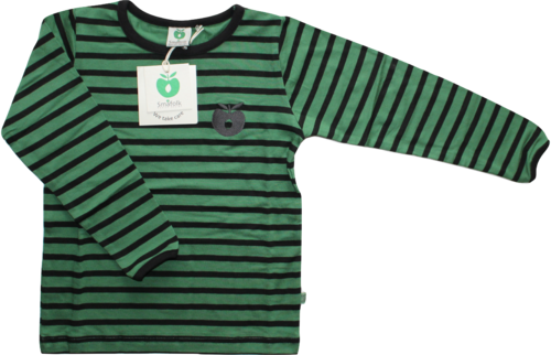 Smafolk Shirt Langarm Streifen Grün Schwarz Größe 92/98 (2 - 3 Jahre)