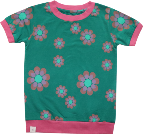 AlbaBaby AlbaKid Shirt Kurzarm Grün Pink Blumen Größe 122