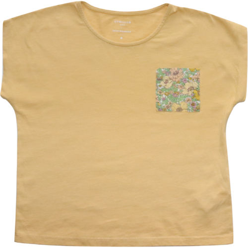 Cyrillus Shirt Lurzarm Gelb Tasche Liberty Größe 122/128 (8 Jahre)